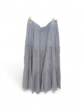 Banana Republic Navy and White Striped Tiered Maxi Skirt